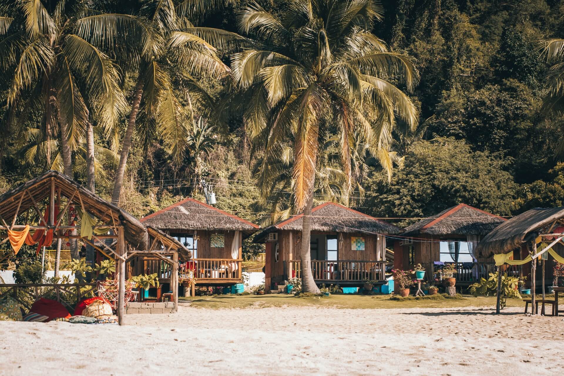 Three beach huts